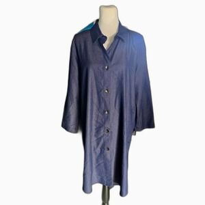 Caroline Rose Blue Button‎ Front Shirt Dress XL